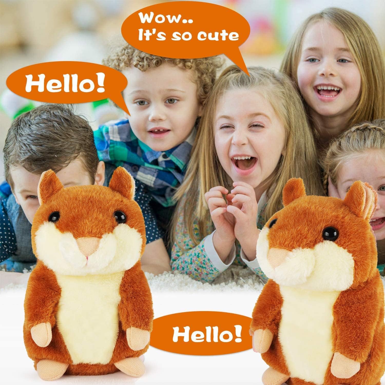 Brown 2 pack KIZZYEA Bigger Talking Hamster - 2 Pack Repeats What You Say Talking Hamsters - Interactive Stuffed Plush Animal Talking Toy, Early Educational Toy, Fun Gift for Toddlers, Boys & Girls